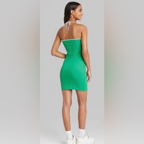 WILD FABLE MINI HALTER RIB GREEN DRESS SIZE X-LARGE / XL / EXTRA LARGE NWT - Picture 3 of 5